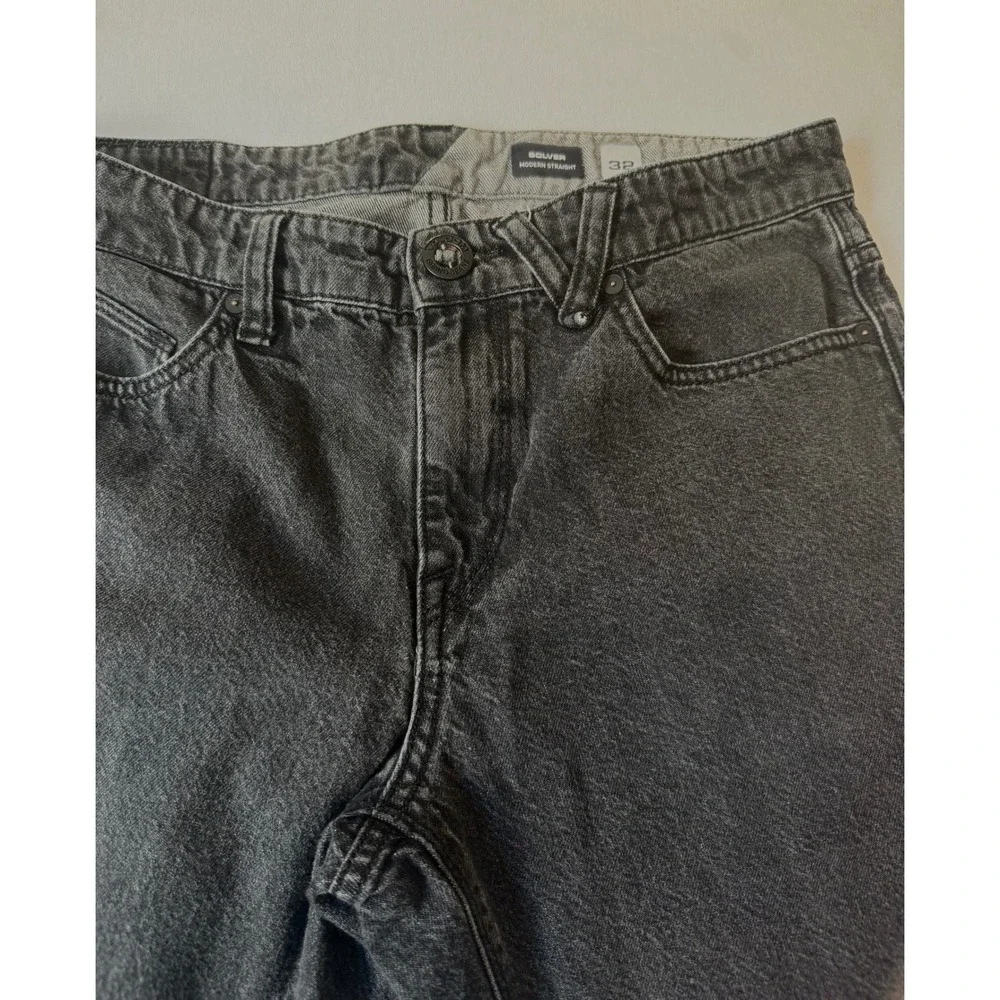 Volcom Solver Modern Straight Leg Jeans  Black Denim Mens 32 A19316R7